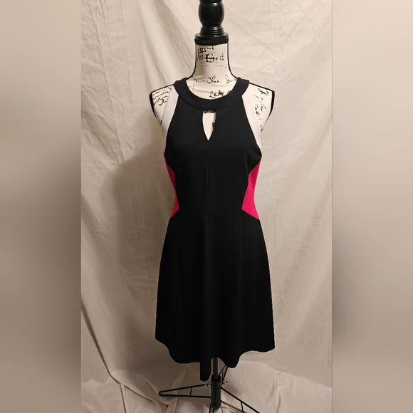 Tommy Hilfiger | Dresses | Tommy Hilfiger Blackred Color Block Dress Size  Halter Neckline Sleeveless | Poshmark